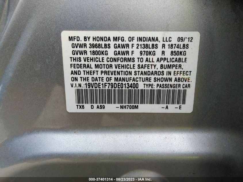 2013 ACURA ILX TECH PKG - 19VDE1F79DE013400