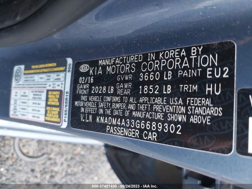 2016 KIA RIO LX - KNADM4A33G6689302