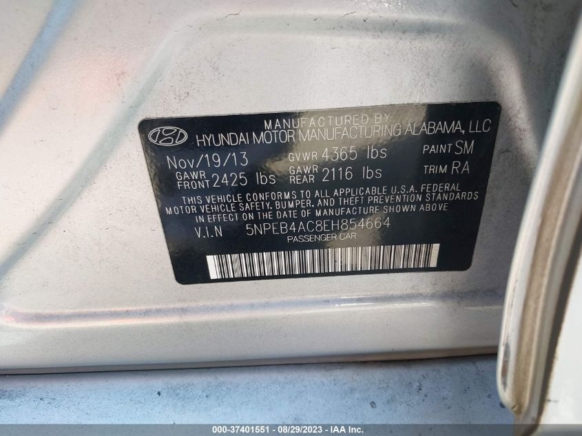 2014 HYUNDAI SONATA GLS - 5NPEB4AC8EH854664