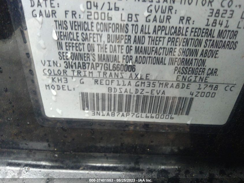2016 NISSAN SENTRA SV - 3N1AB7AP7GL660006