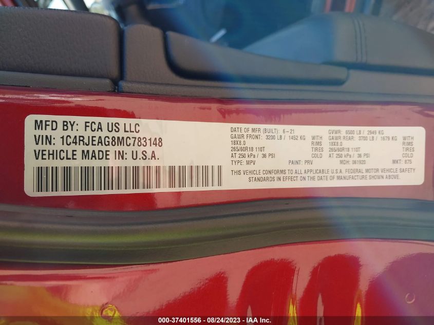 2021 JEEP GRAND CHEROKEE LAREDO E - 1C4RJEAG8MC783148