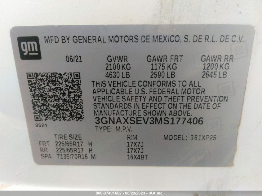2021 CHEVROLET EQUINOX LS - 3GNAXSEV3MS177406
