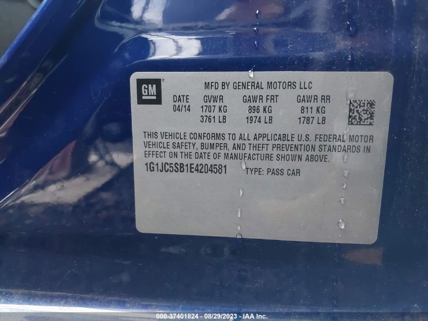 2014 CHEVROLET SONIC LT - 1G1JC5SB1E4204581