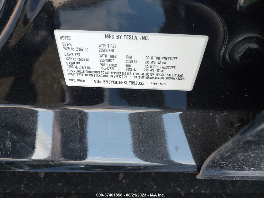 2020 TESLA MODEL Y LONG RANGE - 5YJYGDEEXLF052333