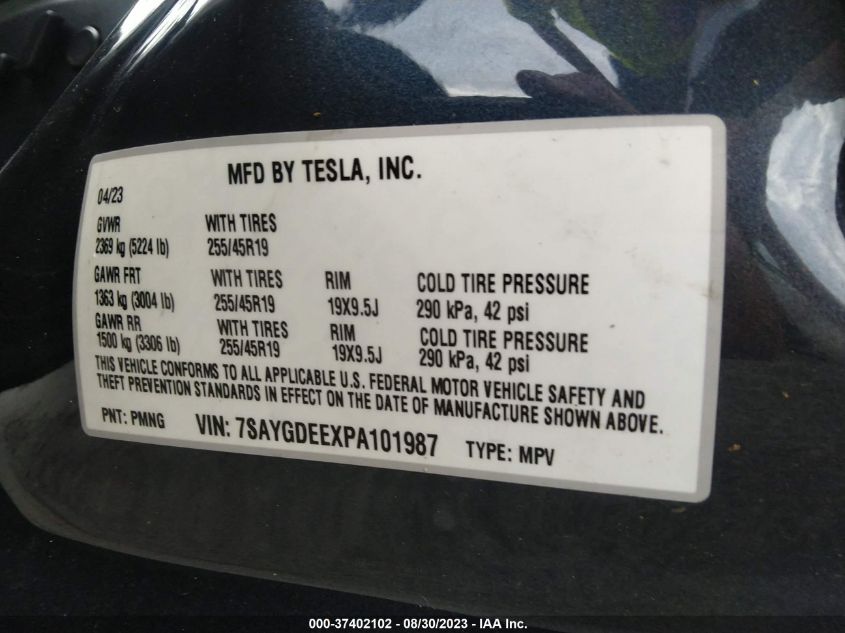 2023 TESLA MODEL Y LONG RANGE - 7SAYGDEEXPA101987
