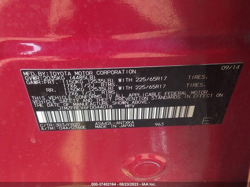 2015 TOYOTA RAV4 LE - JTMZFREV6FD044018