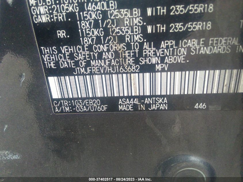 2017 TOYOTA RAV4 SE - JTMJFREV7HJ163682