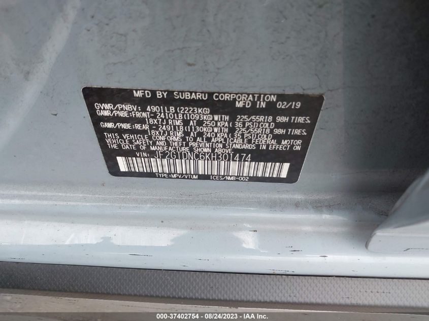 2019 SUBARU CROSSTREK HYBRID - JF2GTDNC6KH301474