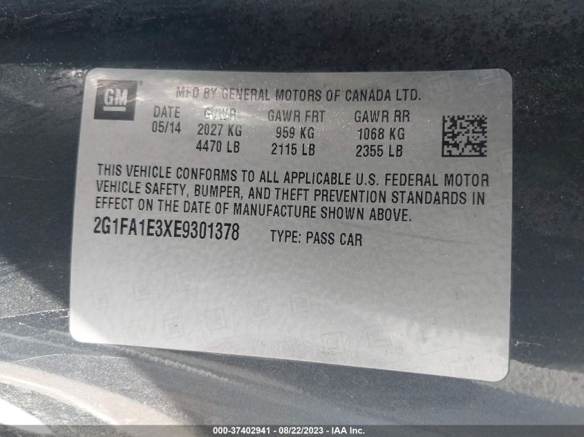 2014 CHEVROLET CAMARO LS - 2G1FA1E3XE9301378