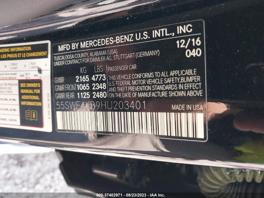 2017 MERCEDES-BENZ C-CLASS C 300 - 55SWF4KB9HU203401