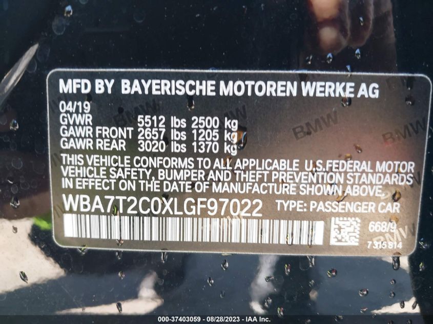 2020 BMW 7 SERIES 740I - WBA7T2C0XLGF97022