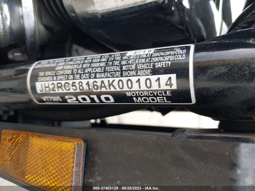 2010 HONDA VT750 S JH2RC5816AK001014