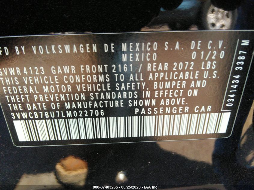 2020 VOLKSWAGEN JETTA S/SE/R-LINE - 3VWCB7BU7LM022706