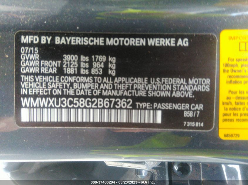 2016 MINI COOPER HARDTOP 4 DOOR S - WMWXU3C58G2B67362