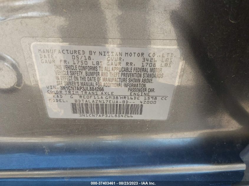 2018 NISSAN VERSA SEDAN S PLUS - 3N1CN7AP3JL884266
