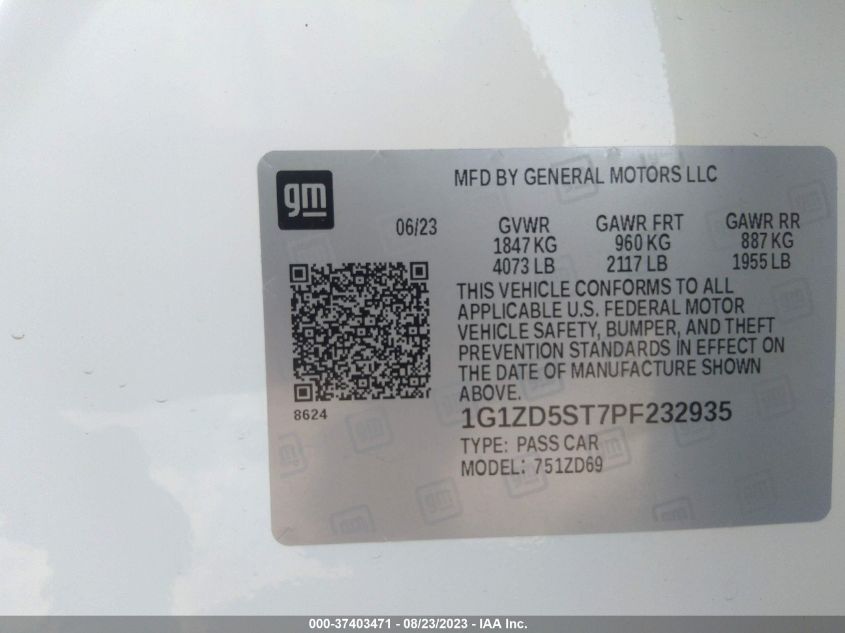2023 CHEVROLET MALIBU LT - 1G1ZD5ST7PF232935