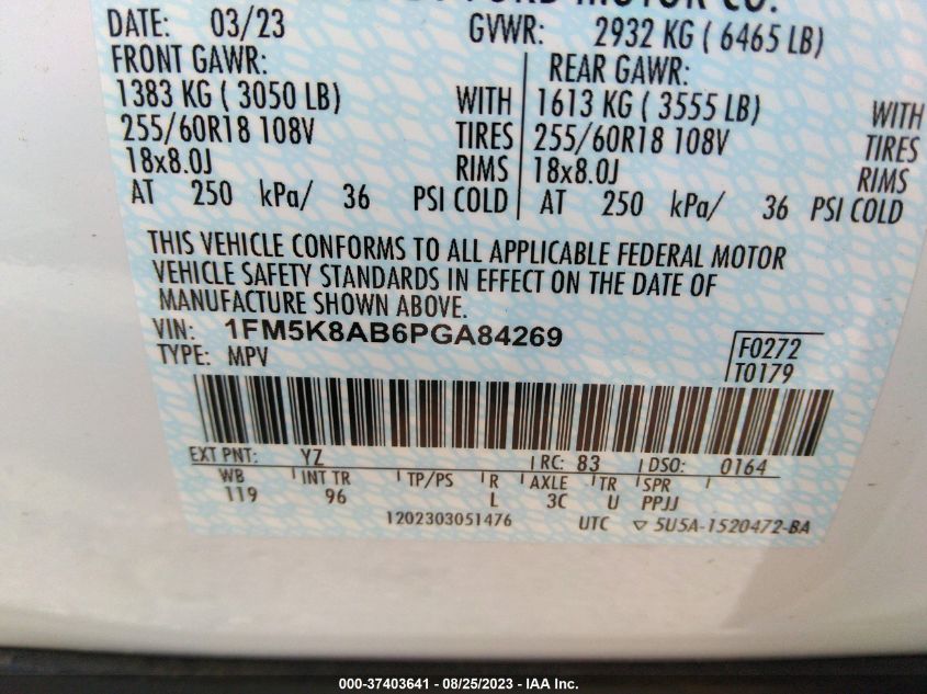 2023 FORD POLICE INTERCEPTOR - 1FM5K8AB6PGA84269