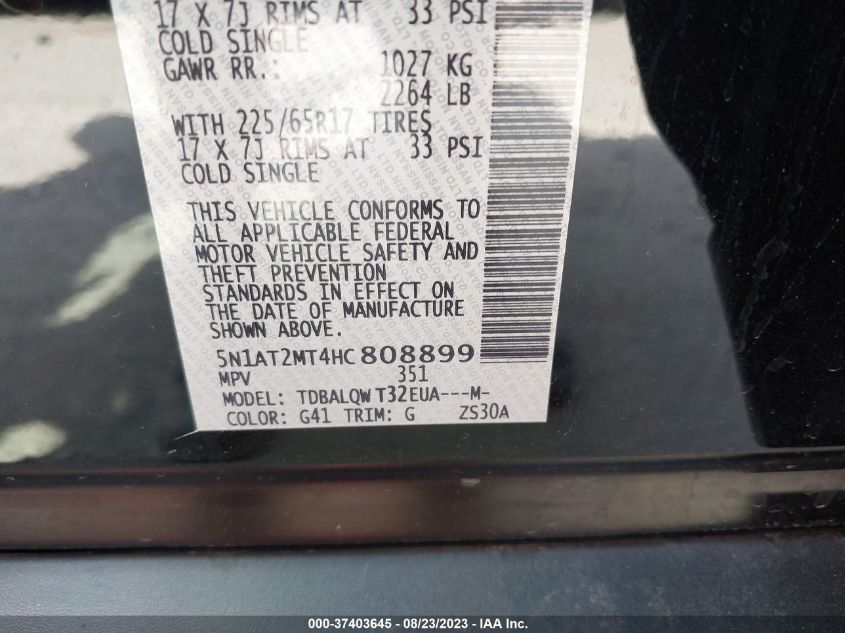 2017 NISSAN ROGUE SV - 5N1AT2MT4HC808899