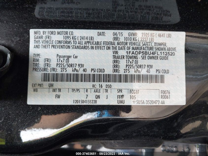 2015 FORD C-MAX HYBRID SEL - 1FADP5BU4FL112520