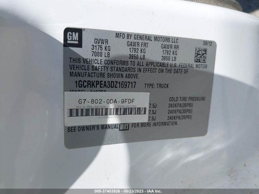 2013 CHEVROLET SILVERADO 1500 WORK TRUCK - 1GCRKPEA3DZ169717