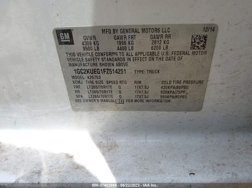 2015 CHEVROLET SILVERADO 2500HD WORK TRUCK - 1GC2KUEG1FZ514251