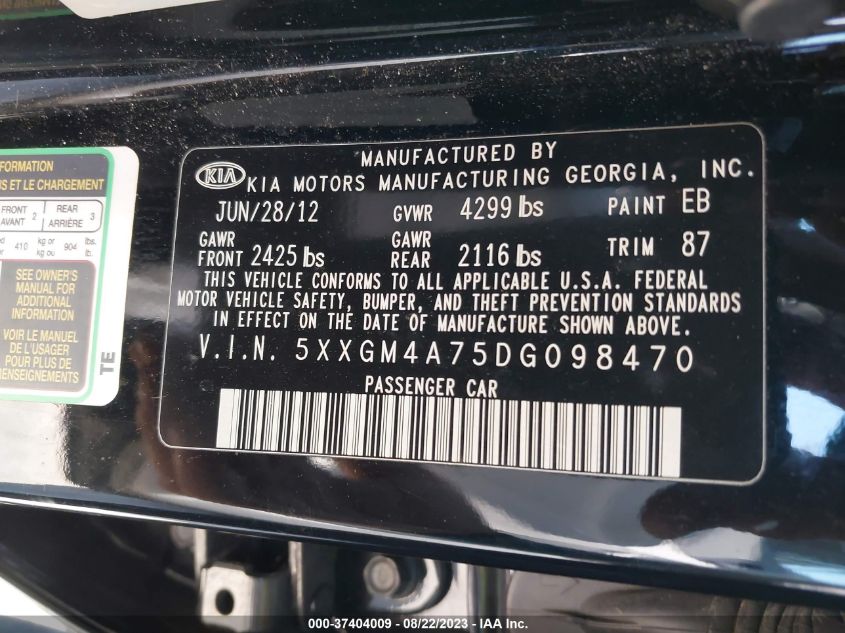 2013 KIA OPTIMA LX - 5XXGM4A75DG098470