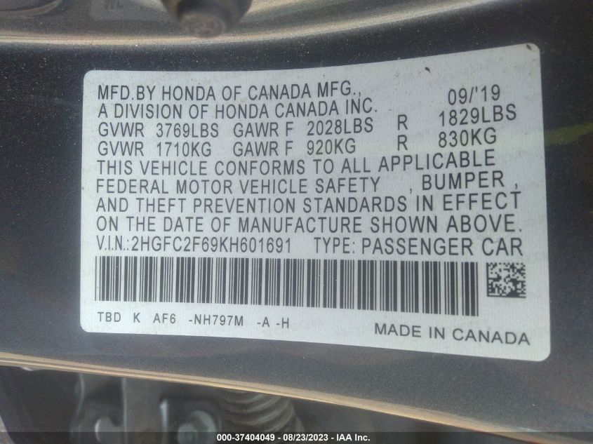 2019 HONDA CIVIC SEDAN LX - 2HGFC2F69KH601691