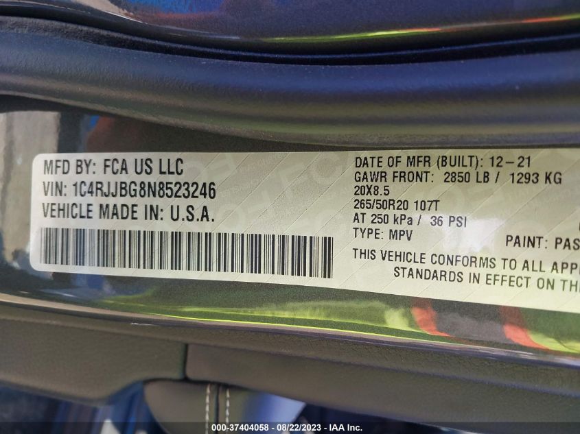 2022 JEEP GRAND CHEROKEE L LIMITED - 1C4RJJBG8N8523246