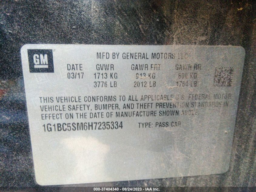 2017 CHEVROLET CRUZE LS - 1G1BC5SM6H7235334