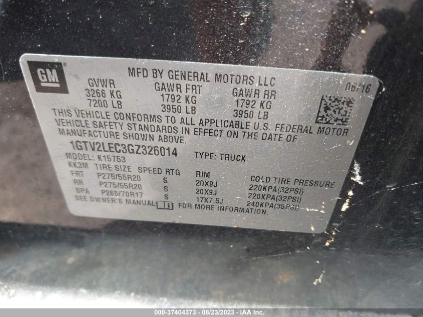 2016 GMC SIERRA 1500 - 1GTV2LEC3GZ326014