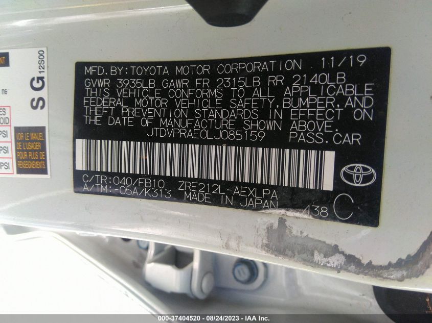 2020 TOYOTA COROLLA LE - JTDVPRAE0LJ085159