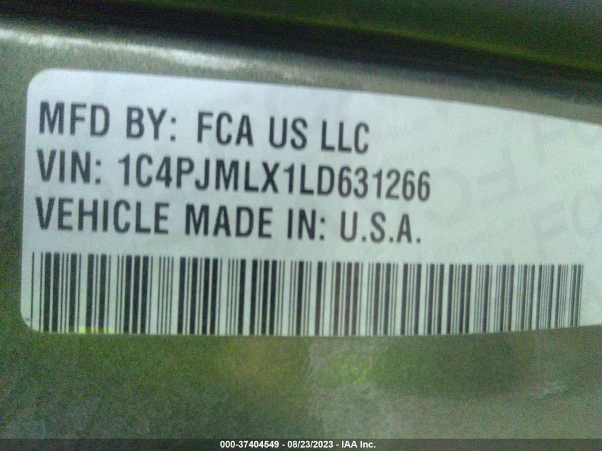 2020 JEEP CHEROKEE LUX - 1C4PJMLX1LD631266