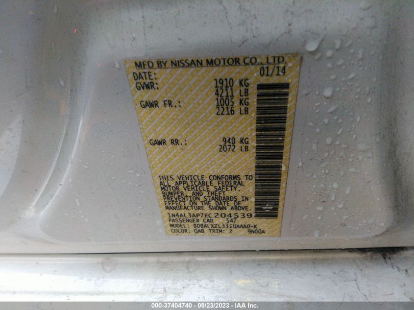 2014 NISSAN ALTIMA 2.5 SL - 1N4AL3AP7EC204539