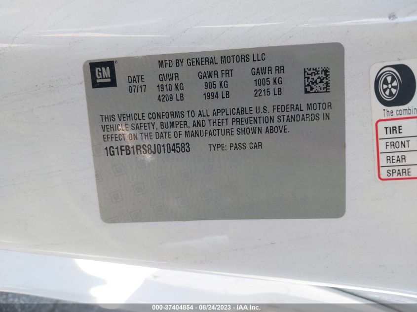 2018 CHEVROLET CAMARO 1LT - 1G1FB1RS8J0104583