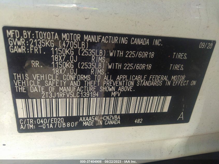 2020 TOYOTA RAV4 ADVENTURE/TRD OFF ROAD - 2T3J1RFV5LC139194