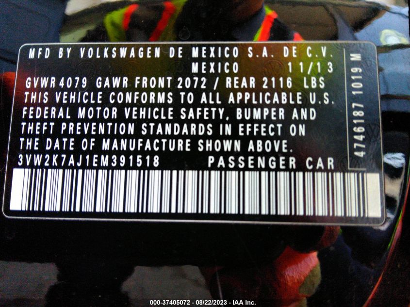 2014 VOLKSWAGEN JETTA SEDAN S - 3VW2K7AJ1EM391518