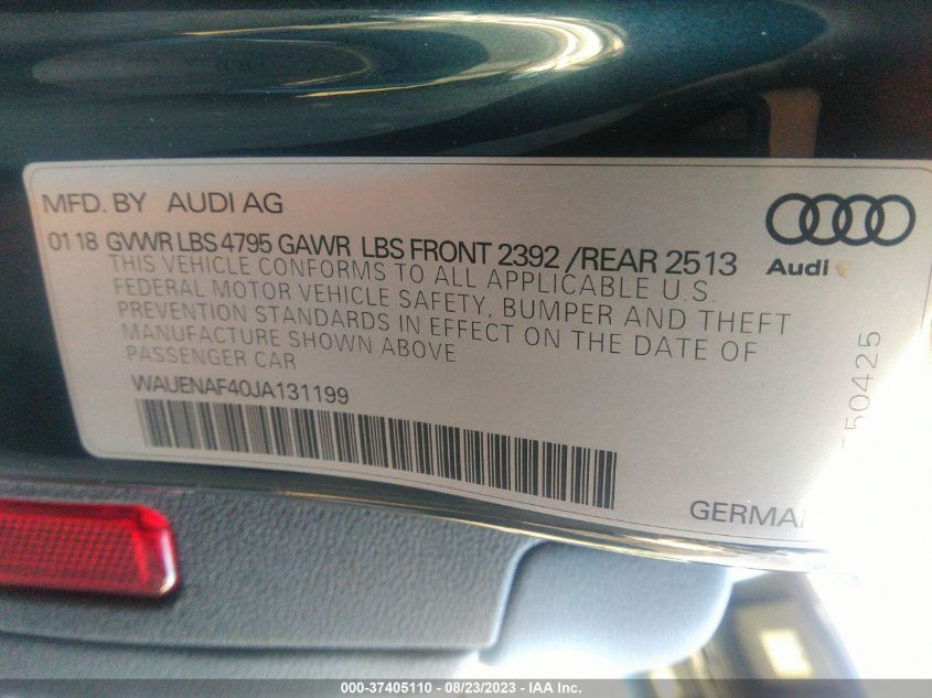 2018 AUDI A4 PREMIUM PLUS - WAUENAF40JA131199