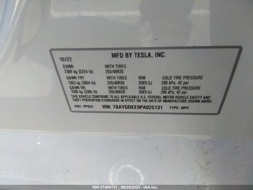 2023 TESLA MODEL Y LONG RANGE - 7SAYGDEE9PA025131
