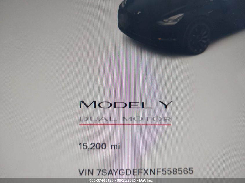 2022 TESLA MODEL Y PERFORMANCE - 7SAYGDEFXNF558565