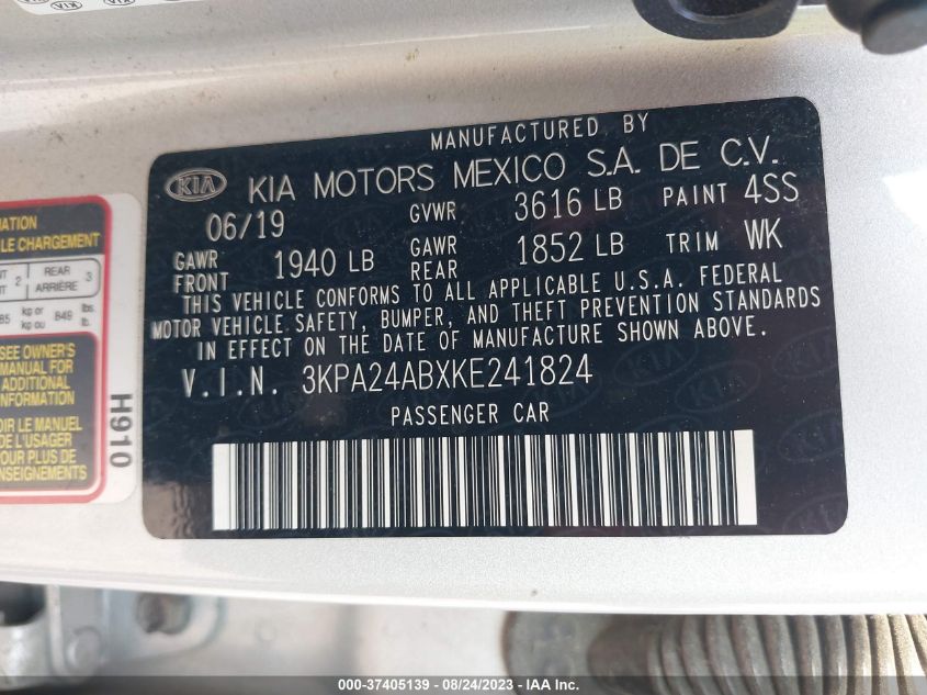 2019 KIA RIO S - 3KPA24ABXKE241824