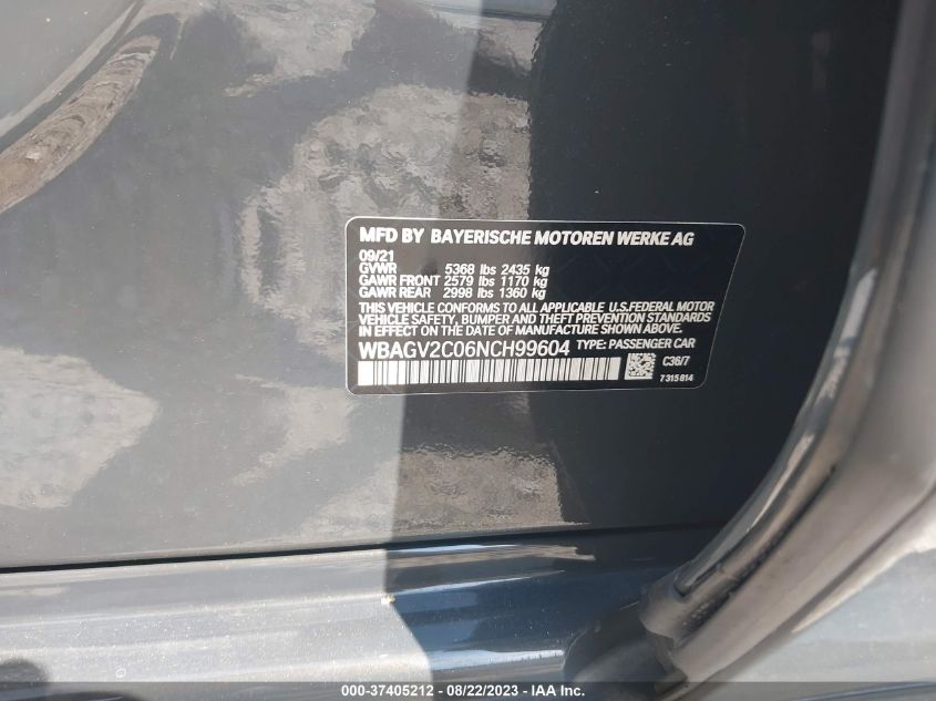 2022 BMW 8 SERIES 840I - WBAGV2C06NCH99604