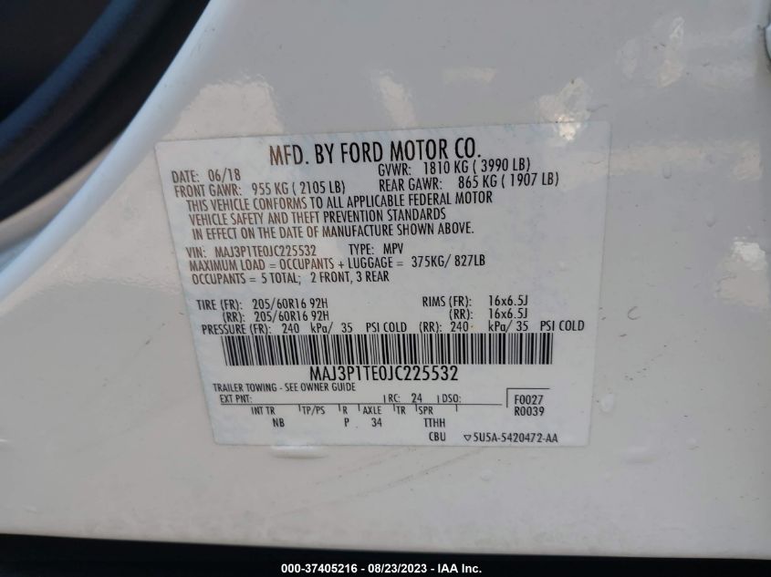 2018 FORD ECOSPORT SE - MAJ3P1TE0JC225532