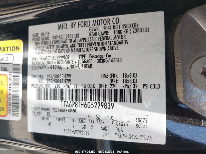 2016 FORD MUSTANG ECOBOOST - 1FA6P8TH6G5229839