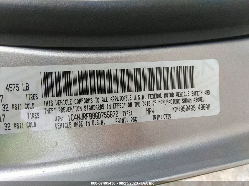 2016 JEEP PATRIOT LATITUDE - 1C4NJRFB8GD755870