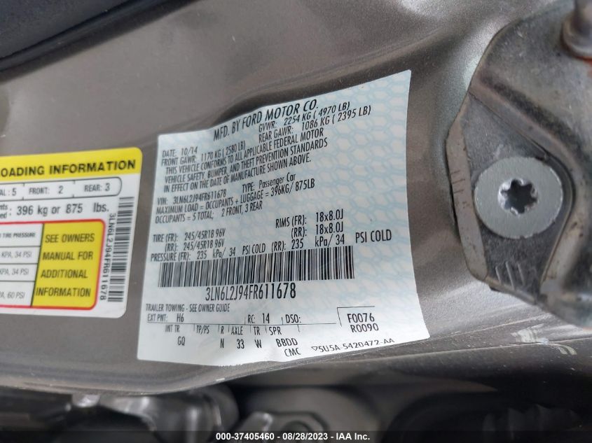 2015 LINCOLN MKZ - 3LN6L2J94FR611678