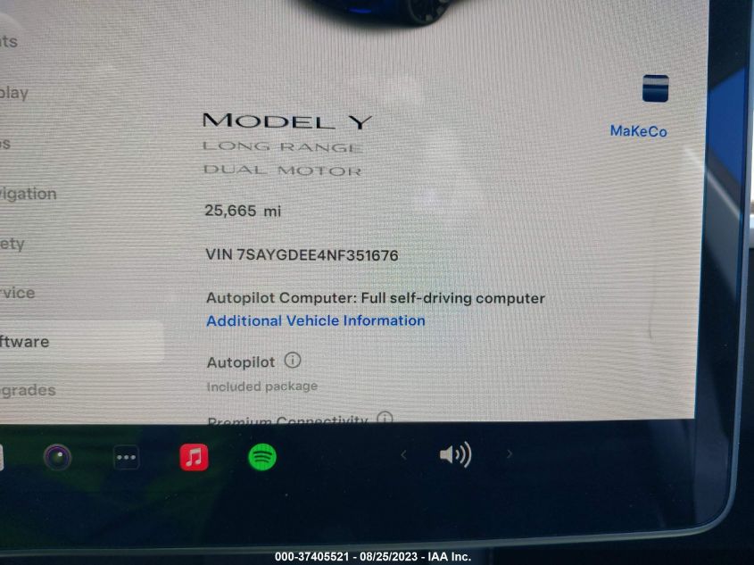 2022 TESLA MODEL Y - 7SAYGDEE4NF351676