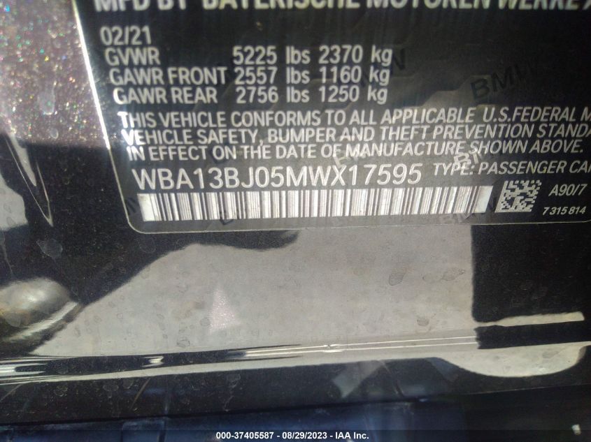 2021 BMW 5 SERIES 530I XDRIVE - WBA13BJ05MWX17595
