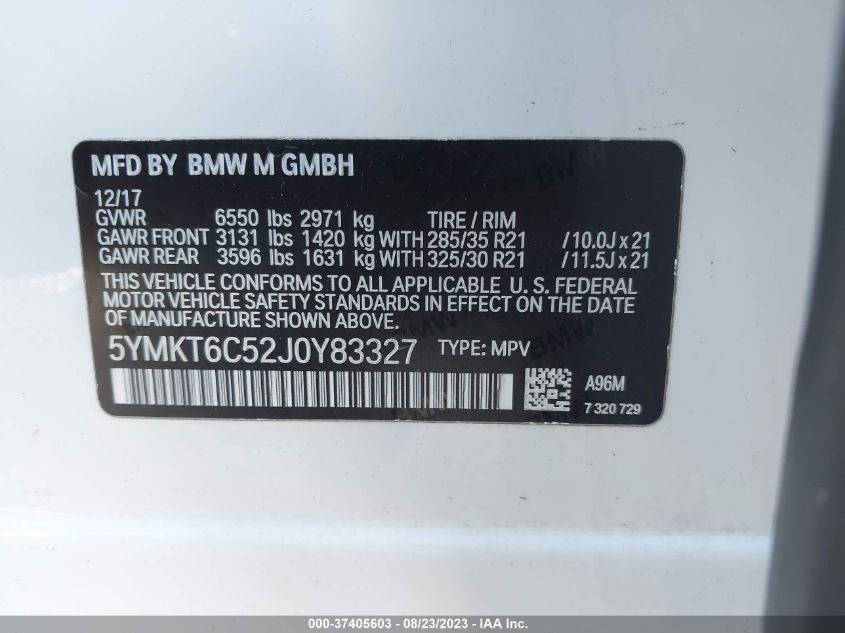 2018 BMW X5 M - 5YMKT6C52J0Y83327