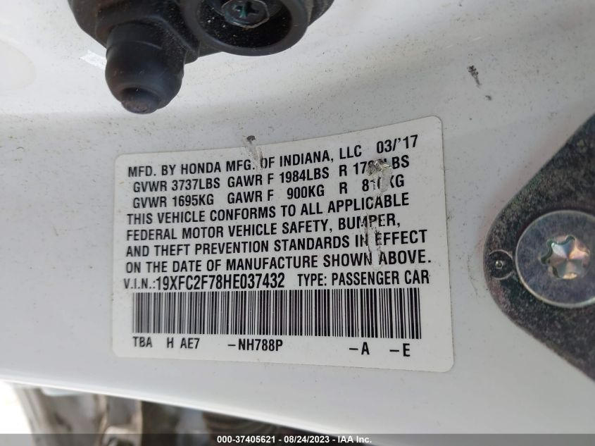 2017 HONDA CIVIC SEDAN EX - 19XFC2F78HE037432