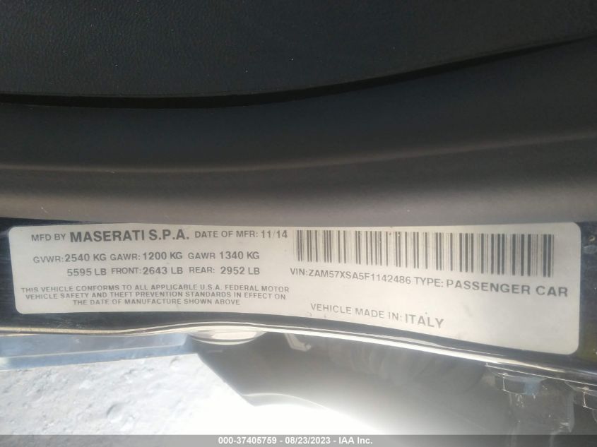 2015 MASERATI GHIBLI ZAM57XSA5F1142486